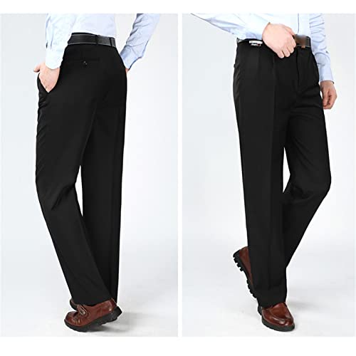 Men Business Suit Pants with Double Pleats Pleat-Front Dress Pant Hidden Expandable Waist Work Classic Fit Regular2