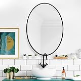 20'*27'Oval Bathroom Mirror,Black Vanity Mirrors for Wall,Bathroom Mirrors for Over Sink,Mirrors for Bedroom,Living Room,Entryway,Hallway,Metal Iron Frame