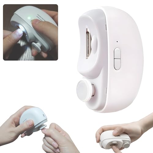 Furrbudie Cortaúñas eléctrico 2 en 1 2025, cortador automático de limas de uñas, cortaúñas luminoso, funciones integradas de amoladora de uñas, tijeras para bebés, niños y personas mayores (blanco)