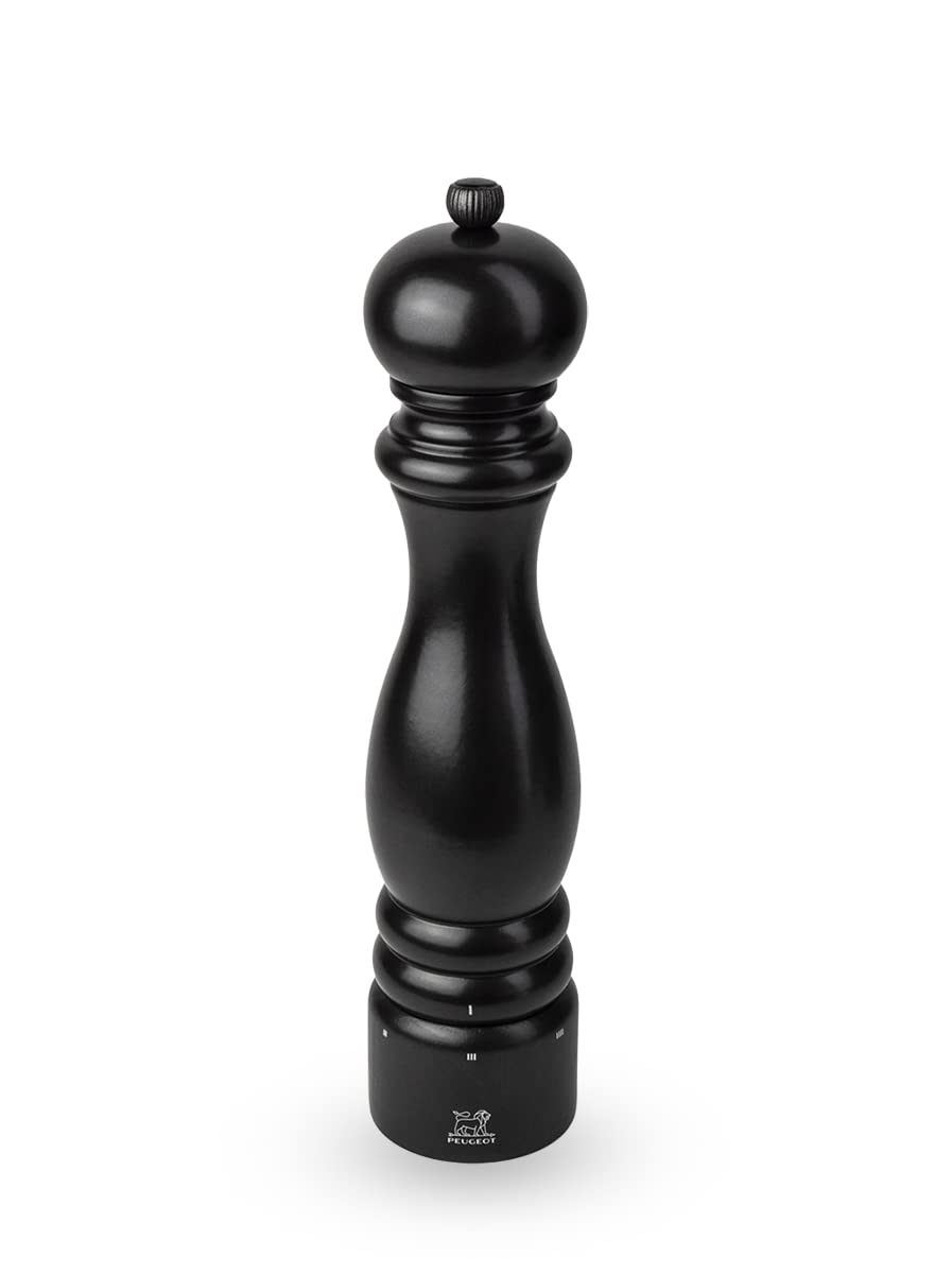 PEUGEOT - Młynek do pieprzu Paris u'Select 30 cm + pieprz - 6 wstępnie ustawionych stopni mielenia - z drewna z certyfikatem PEFC - satynowa czerń