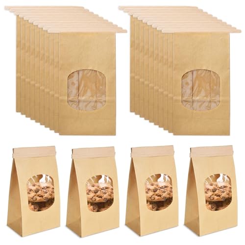 20 Pezzi Sacchetti Carta per Alimenti, Buste Kraft con Finestra