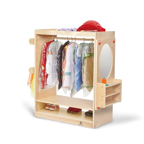 Bolocon Kids Dress Up Center Girls/Boys Pretend Play Closet, Clothes Rack with Organizer Mirror Set, Cubbies for Costume,Toddler Montessori Furniture, Wardrobe for Daycare//Preschool (Standard)