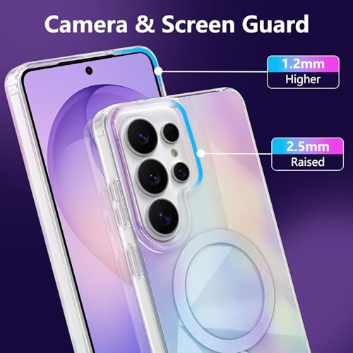 Image of Magnetic Case for Samsung Galaxy S26 Ultra [Compatible with Magsafe] [Anti-Yellowing] [1 Screen Protector] Shockproof Slim Iridescent Sparkly Case for Galaxy S26 Ultra 6.9 inch, Purple