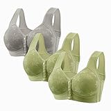 Ropa Interior Sujetador Mujer 3pcs Taza lgada Sujetador con anillo no magnético y no Acero Lencería Encaje F-461 Green Medium