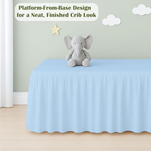 Image of Luxury Crib Bed Skirt 28 inch x 52 inch with 14 Inch Drop Soft & Breathable Dust Ruffle Fits Standard Crib and Toddler Bed Nursery Microfiber Fabric Ruffle Bed Skirt for Baby Boys or Girls Light Blue Solid