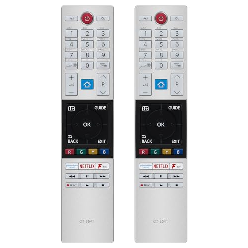 【Pack of 2】 Replacement CT-8541 CT8541 30101774 RC42150P Remote Control Compatible with Toshiba UHD Frevieww 2018 2019 Ready HD LCD LED TV with Prime Video Netflix F play Freevieww Buttons