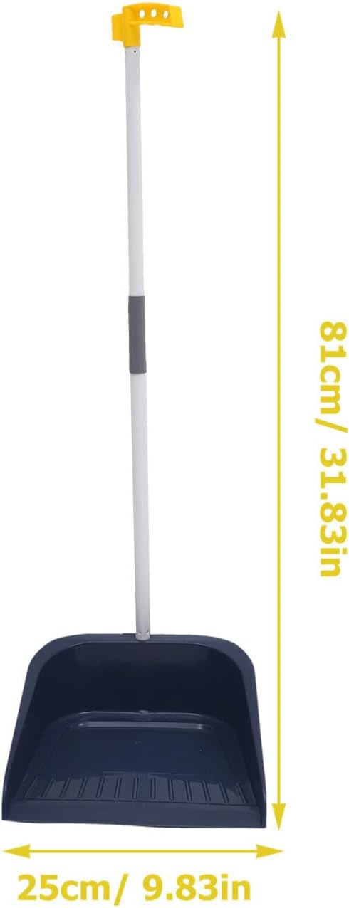 Dustpan and Broom Set, Stand Up Dustpans with Broom Household Sweeping Handheld for Lobby Garage Cleaning Supplies Blue