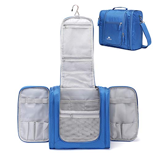 Large Hanging Travel Toiletry Bag for Men and Women Waterproof Makeup Organizer Bags wash bag Shaving Kit Cosmetic Bag for Accessories, Shampoo,Bathroom Shower, Personal Items (Royalblue)