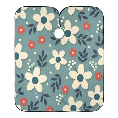 Capa profesional impermeable para corte de cabello floral crema y roja miniatura 2