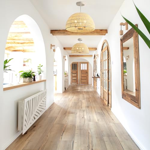 Rattan Farmhouse Chandelier Light Fixtures, 3-Lights Boho Large Rattan Pendant Light,Hand Woven Chandeliers for Dining Room,Rustic Chandeliers Hanging Light Fixtures for Kitchen Island Bedroom - Image 5