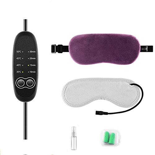 Kissybride スチームアイマスク USB加熱式スリープマスク タイマー付き 温度調節機能付き ストレス解消 ドライアイ 疲れた目 ふくらむ目 (パープル)
