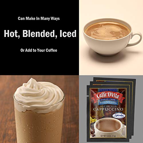 (15 Pack, 5 of Each Flavor) Caffe D'Vita Sugar Free Cappuccino Assortment (Hot Cocoa, French Vanilla, Mocha) - Instant Cappuccino Mix, Gluten Free, No Cholesterol, Sugar Free - 0.5 oz each