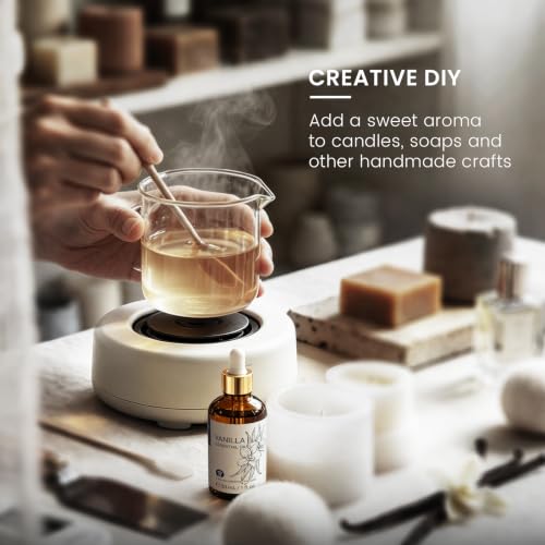 Image of HIQILI Vanilla Essential Oil for Diffuser, Skin Care, Candle Soap Making | Strong Fragrance for DIY Perfume, Blends with Lotion and Lip Balm for Dry Skin Comfort - 30 mL / 1 fl oz