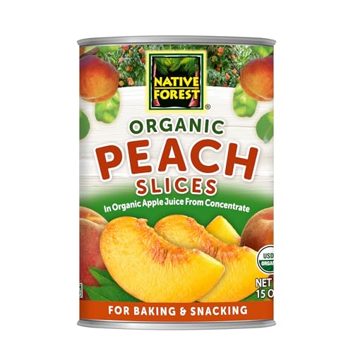 Native Forest Organic Peach Slices - Organic Peaches, Canned Peaches in Natural Juice, Sliced Peaches, Peaches Canned Fruit - 15 Ounce (Pack of 6)