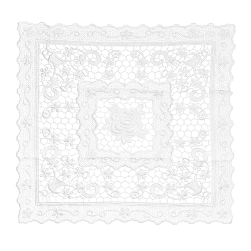 sourcing map Retro Lace Placemat 15x15-in Square Embroidered Table Place Mats French Crochet Doilies Coasters Cup Mat for Home Wedding, White