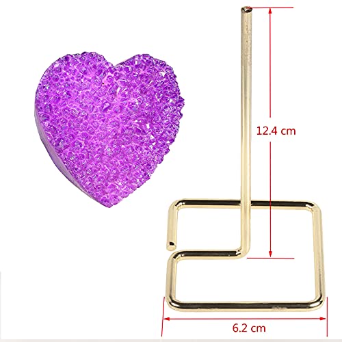 Nupuyai Love Heart Crystal Cluster Stone with Stainless Stand - Image 2