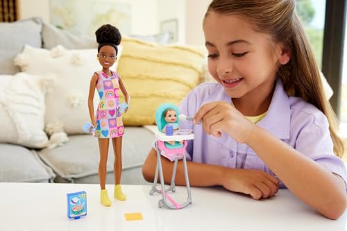 Barbie Boneca Skipper e conjunto de brinquedos com acessórios, conjunto de babá temático para a hora