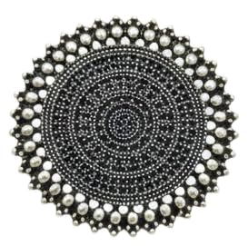Metallic Oxidized Round Statement Ring, Large Circular Design, Pearl Border, Ethnic Boho Style-image-36