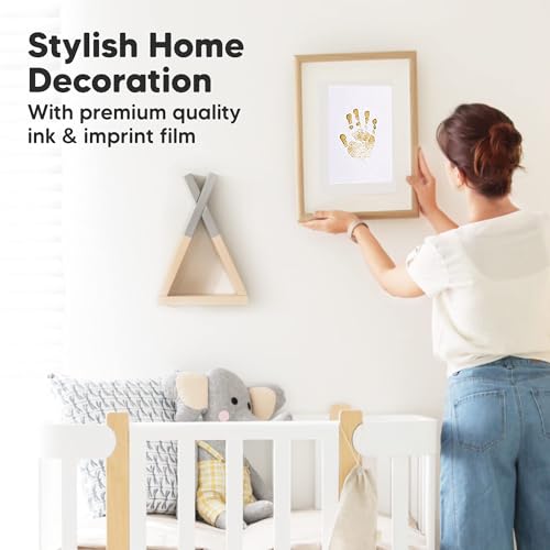 CXAFQ Golden Baby Leave in Stamping Clay, Beautiful Baby Handprint Kit & Footprint for Newborn Girls and Boys, Unique Baby Shower Gifts Set for Registry, Memorable Keepsake Box Decorations - Image 4