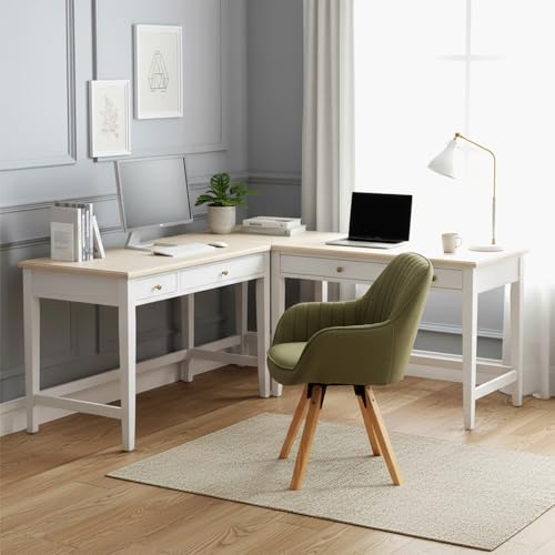 Meuble Cosy Fauteuil de Bureau Chaise Ergonomique Siège Pivotant avec Accoudoir en Tissu, sans roulettes, Capacité 120 kg, Vert