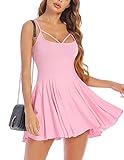 ADOME Hot Pink Dress Casual Summer Dress Sleeveless Mini Slip Dress Party Club Night Out Dress(Pink,L)