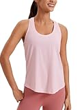 CRZ YOGA Pima Cotton Racerback Tank Tops for Women - Workout Athletic Casual Soft Scoop Neck Sleeveless Shirts Strawberry Pink Medium