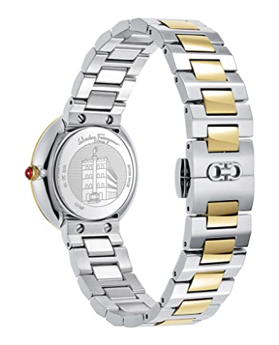 Ferragamo Ferragamo Chic Collection Luxury Womens Watch Timepieces with a Two Tone Bracelet Featuring a Gold Case and a Silver Dial3