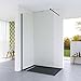 AQUABATOS 90 x 200 cm Walk in Dusche Duschwand Glas Duschabtrennung Duschtrennwand Glastrennwand für Duschwanne | Klarglas 8 mm mit NANO Beschichtung | schwarz Wandprofil | 90° Stabilisationsbügel