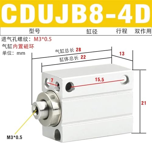 Cilindro CUJB mini de montaje libre neumático SMC compatible CDUJB8-10D 3