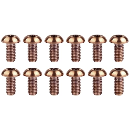 Wanyifa 12Pcs Ti Titanium Bolts Torx M5x10 Bicycle Bike Disc Brake Cycle Rotor Screws Gr5 (Bronze)