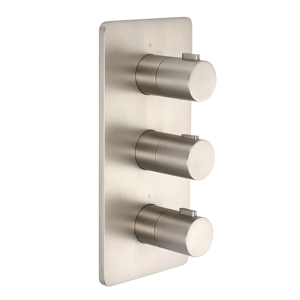 Milano Hunston 2 Outlet Triple Thermostatic Mixer Shower Valve - Brushed Nickel