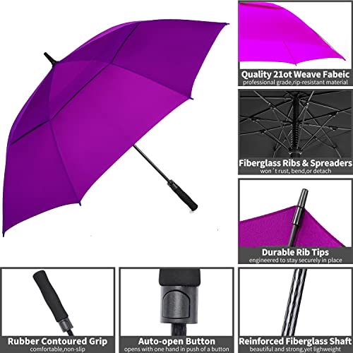 Image of MRTLLOA Automatic Open Golf Umbrella, 62 /68 Inch Extra-Large Oversized Double Canopy Vented Windproof Waterproof Stick Rain Golf Umbrellas for Men and Women