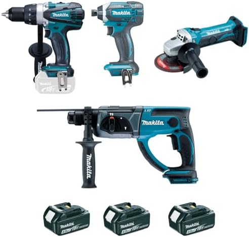 ENSEMBLE DE 4 MACHINES MAKITA 18 V LI-ION 4 AH (DDF458 + DTD152 +...