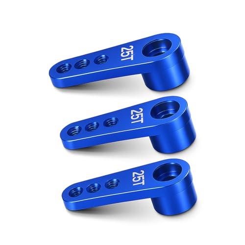 SUNGOOYUE - 3Pcs Aluminum 25T RC Servo Horns, Metal Steering Universal RC Car Arm Servo Horn for 1/8 1/10 Futaba Ace RC Car(Blue) - -25%