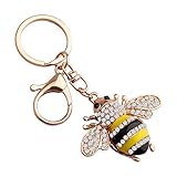 FEELMEM Cute Crystal Yellow Bee Charm Keychain Honeybee Bumble Bee Charm with Lobster Clasp Jewelry Handbag Key Ring Chain Keychain