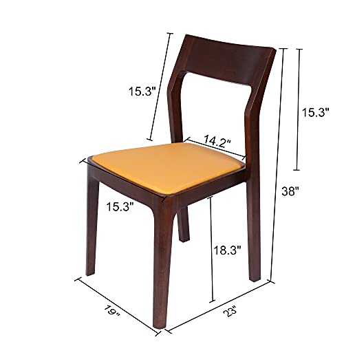 Koreyosh Side Modern Dining Chairs With Fireproof Cotton Seat & Curved Backrest Chair With Birch Wood Finish Dining Chairs In Walnut, Set Of 2 #TOP1