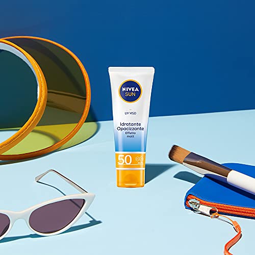 NIVEA Sun UV-Gesichtscreme, feuchtigkeitsspendend, matt, FP50, 50 ml, feuchtigkeitsspendende und mattierende Creme mit Matt-Effekt… – Ansicht 2