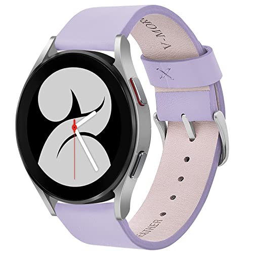 V-MORO Compatible with Galaxy Watch FE/7/6 Band 40mm/44mm, Genuine Leather Strap with Stainless Steel Buckle for Samsung Galaxy Watch 5 4 Band for Women- Lavender