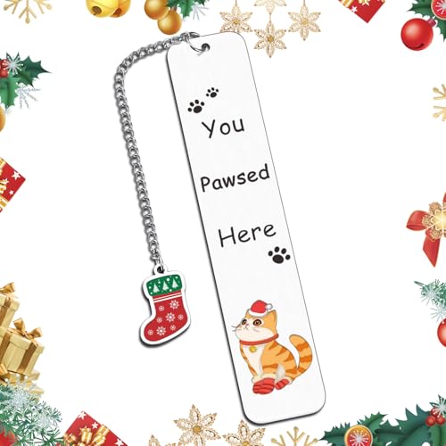 Marcapáginas de Navidad para amantes de los gatos, regalos para mujeres, hombres, amantes de los gatos, regalos divertidos para adultos, regalos para mujeres amantes de los gatos, regalos de Navidad