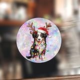 Swavecat Lot de 100 étiquettes autocollantes en vinyle motif berger américain miniature de Noël en forme de bois de berger américain, cadeau de Saint-Valentin, cadeau de fête, pour étiquettes cadeaux,