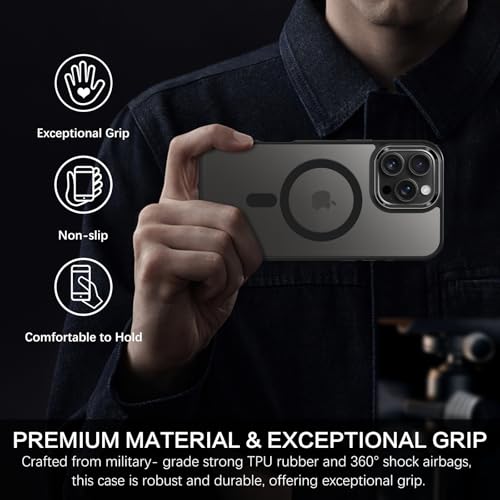 Image of BENTOBEN for iPhone 16 Pro Case [Compatible with Magsafe] Magnetic Matte Phone Case iPhone 16 Pro Translucent Slim Thin Shockproof Women Men Protective Cover Cases for iPhone 16 Pro 6.1 inch 2024, Black