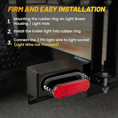 Oyviny 6 Inch Oval Red LED Trailer Tail Lights 2PCS, Super Bright 24LEDs Oval 6\" Brake Turn Stop Tail Lights with Flush Mount Grommets DOT SAE Certified for RV Truck, Bus, Trucks