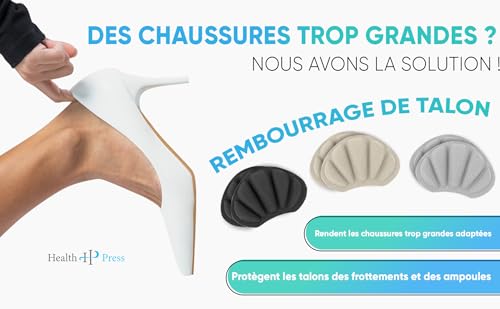 Health Press Lot de 3 paires de semelles de protection de talon de qualité supérieure - Noir, gris, beige - Semelles antidérapantes pour grandes chaussures - Protection du talon contre les frottements – vue 2