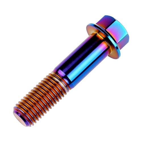 Image of Titanium Bolt M12 30 35 40 45 50 55 60 65 70 75 80 85 90mm Hex Small Flange Head for Motorcycle Car Modification Pack of 4 (M12x50mm Pitch 1.5, Burnt Blue)