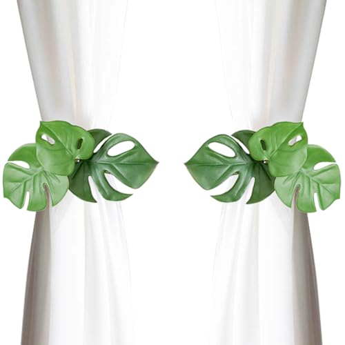 2Packs Monstera Leaf Curtain Tiebacks - Curtain Holdbacks Ties Clips