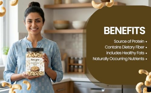 Image of Avogro Premium Whole Cashews 1KG | Natural Kaju Crunchy Dry Fruits for Snacking Baking Cooking Desserts Hygienically Packed