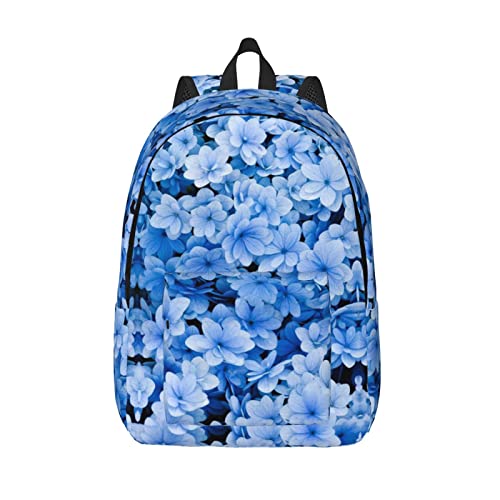 Sac à dos décontracté floral bleu M pour ordinateur et voyage scolaire