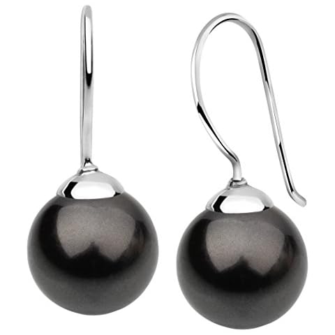 Nenalina Earrings with 10 mm black Pearls, Handmade of 925 sterling silver, 842403-197 Cover