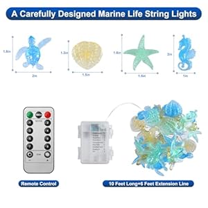 Ocean Themed Decorative Lights String of Marine Life Fairy String Lights Coastal Decor 10ft 30 LEDs Battery Operated with Remote Control for Beach Bedroom Decoration Ocean Themed Decorative Lights String of Marine Life Fairy String Lights Coastal Decor 10ft 30 LEDs Battery Operated with Remote Control for Beach Bedroom Decoration