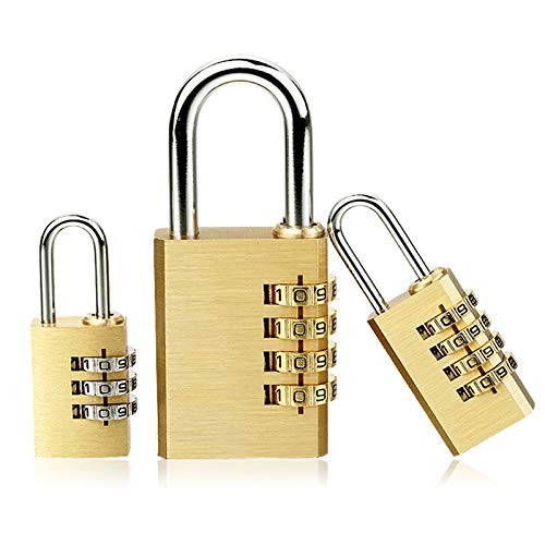 Vorhängeschloss, Zahlenschloss, Schließfachgehäuse, Kupfer, Edelstahl, Vorhängeschloss aus massivem Messing, Zahlenkombination, Passwort, Geheimcode for Fitnessstudio im Freien(38 mm)